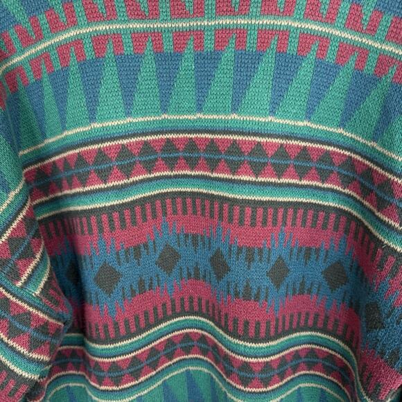 VTG LOBO By Pendleton Men’s Sz L Aztec Pattern Cotton Style 80s Made USA Sweater - Picture 8 of 14